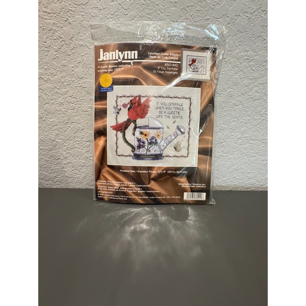 Janlynn Counted Cross Stitch If You Sprinkle Red Cardinal With Watering Can